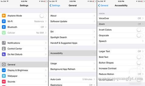 Chỉnh Độ sáng màn hình Iphone bằng nút Home trên IOS 8.1