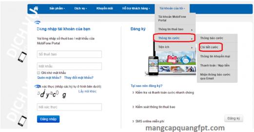 Cách tra cứu cước Mobifone hàng tháng trên Website