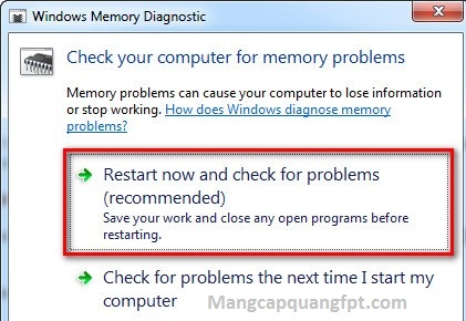 Hướng dẫn check Ram trên Windows với Windows Memory Diagnostic