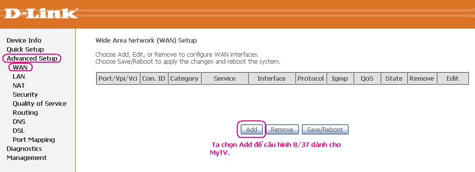 Hướng dẫn cấu hình MyTV cho Modem D-link 2542B