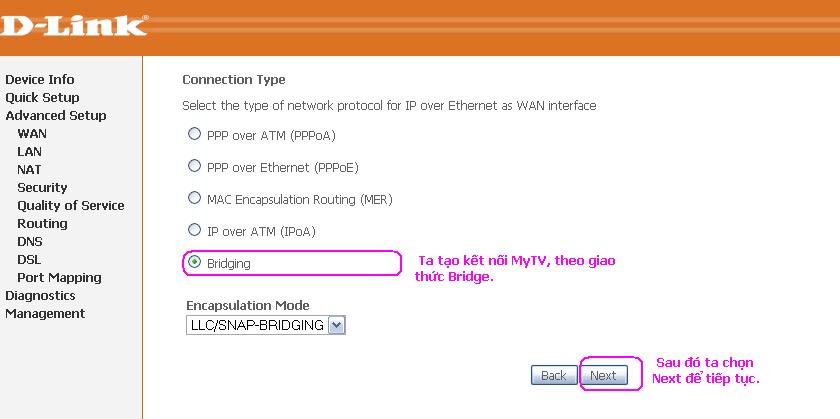 Hướng dẫn cấu hình MyTV cho Modem D-link 2542B