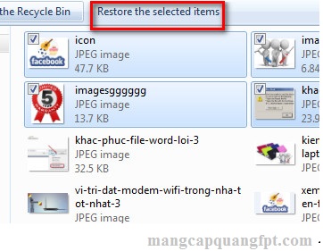 Khôi phục dữ liệu đã xóa trong Recycle Bin