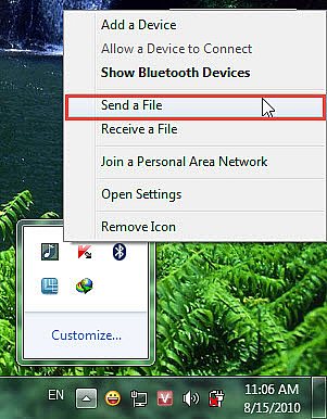 Gửi file giữa máy tính và điện thoại bằng kết nối Bluetooth