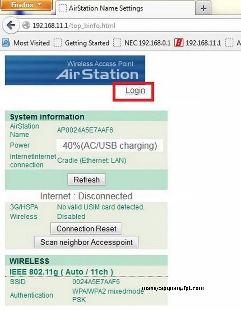 Hướng dẫn cấu hình Router Wifi 3G Buffalo  Pwr-100F dùng sim 3G Viettel Vina Mobile