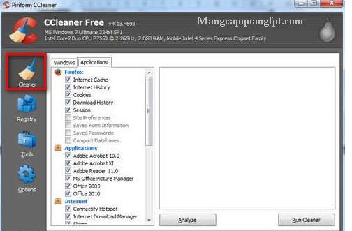 Phần mềm dọn dep rác tối ưu hóa hệ thống máy tính CCleaner