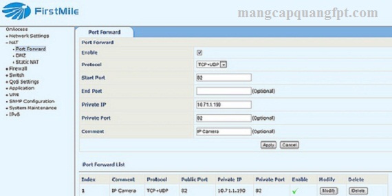 Hướng dẫn Cài đặt IP Camera cho modem FirstMile 341WR