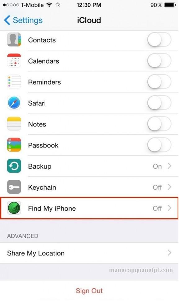 Hướng dẫn tìm lại Iphone đã mất trên IOS8 khi máy đã tắt nguồn