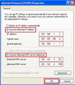 Cách gắn địa chỉ IP Tĩnh trong Windows XP