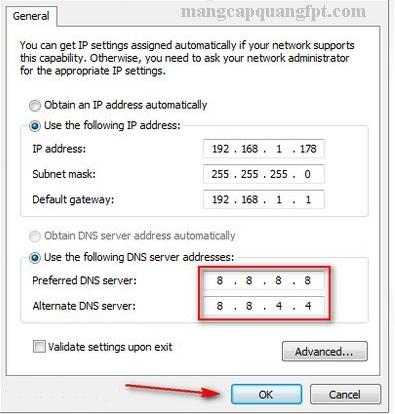 Hướng dẫn cách thay đổi DNS WinXP/7/8 để truy cập Web